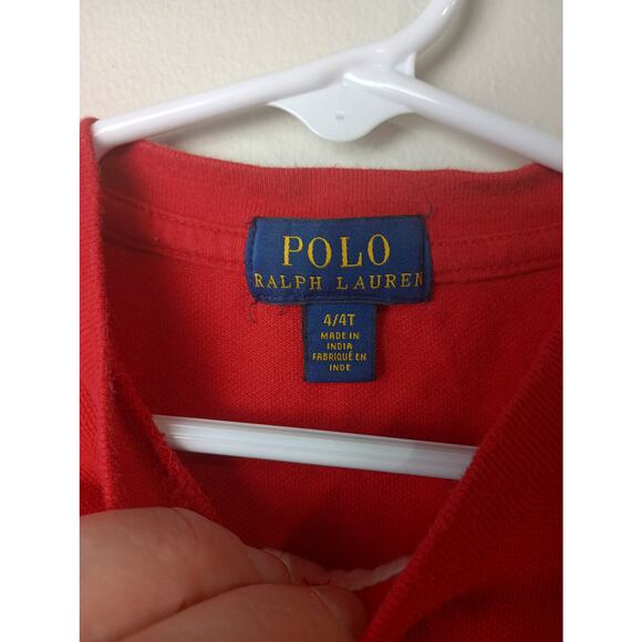 Polo Ralph Lauren Big Pony Logo Red Blue Henley Shirt Toddler Size 4T - Picture 3 of 5